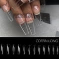 thumbnail image 1 of Puntas de uñas postizas HUOGUO, tacón de aguja transparente esculpido con cobertura completa, 1 of 5