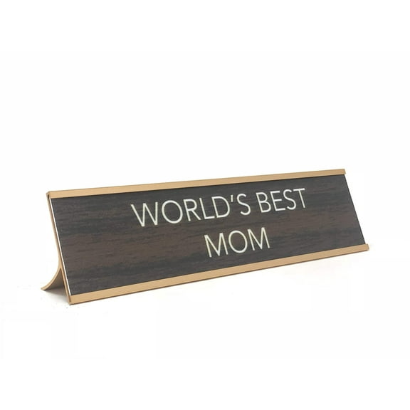 LEMONSODA Gold and Brown Desk Sign - (World's Best Mom)