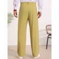 thumbnail image 3 of INSPIRE CHIC Men's Pleated Side Pockets Breathable Lightweight Linen Dress Pants 32 Olive Green, 3 of 5