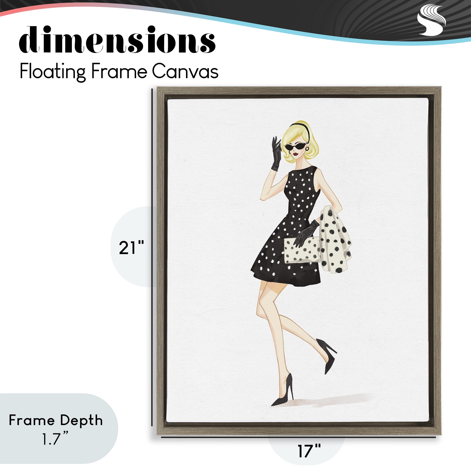 Stupell Industries Retro Trend Polka Dots Brown Framed Floater Canvas Wall Art, design by Ziwei Li