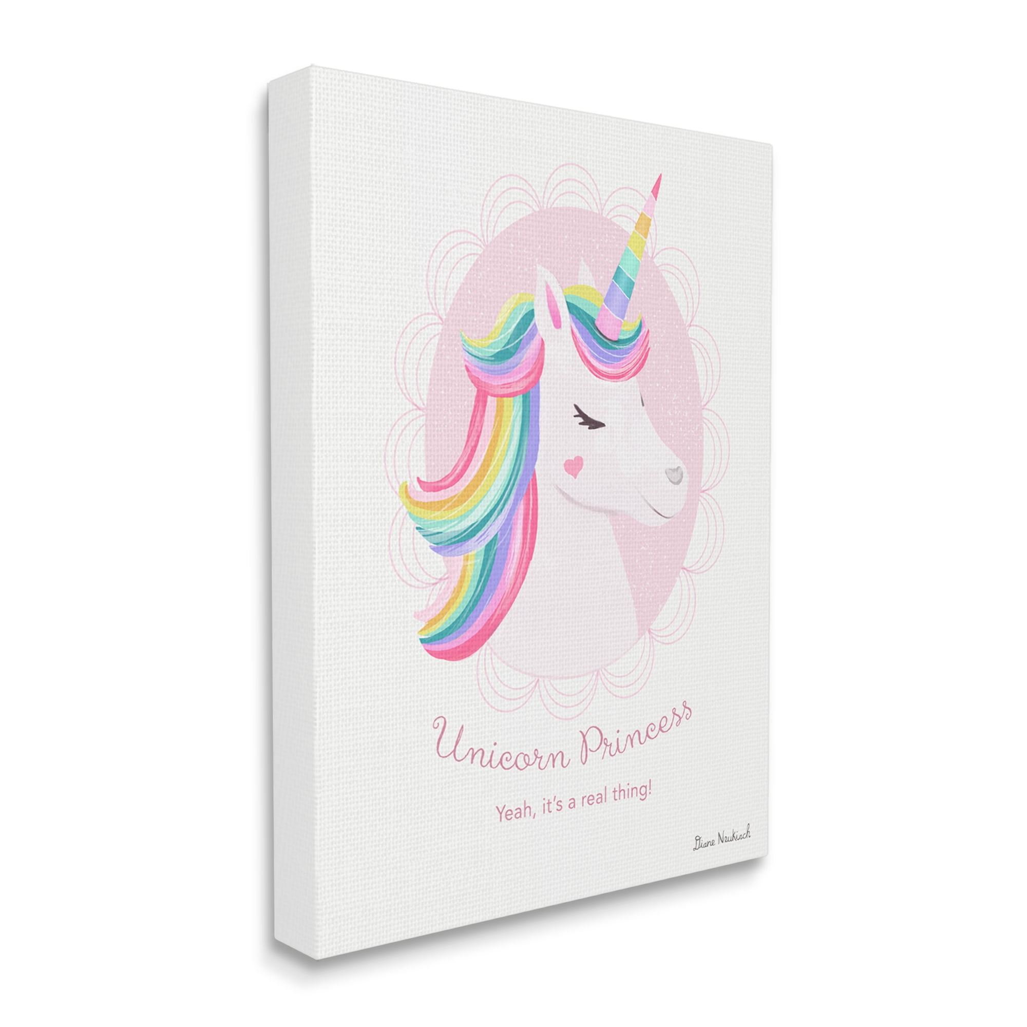 Stupell Industries Unicorn Princess Endearing Unicorn Portrait Fantasy Rainbow Graphic Art Gallery Wrapped Canvas Print Wall Art, Design by Diane Neukirch