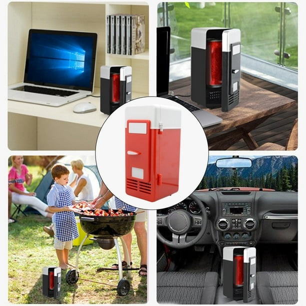 USB Mini Car Réfrigérateur Congélateur Portable Warmer Bar pour 1 Can Dorm  Drinks Rouge 