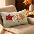 thumbnail image 5 of Cififendec Thanksgiving Lumbar Pillow Cover, 19.69"×11.81", Autumn Maple Leaf Embroidered Textured Fall Cushion Cover for Sofa Farmhouse Decor, 5 of 7