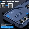 thumbnail image 4 of For Samsung Galaxy S24 5G/25 5G Slim Fit Shockproof Hybrid with Slide Camera Cover & Rotated Ring Kickstand, [Military-Grade] Phone Case For Samsung Galaxy S24 5G/25 5G 6.2",Blue, 4 of 8