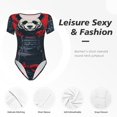 thumbnail image 4 of Balery Red Black Eastern Panda Warrior Body de cuello redondo de manga corta para mujer Tops de manga corta Tops básicos-XX-Large, 4 of 7