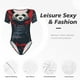 thumbnail image 4 of Balery Red Black Eastern Panda Warrior Body de cuello redondo de manga corta para mujer Tops de manga corta Tops básicos-Large, 4 of 7