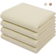 Natural Cotton Dish Cloths Dish Rags, Waffle Weave Kitchen Dish Towels, Soft Dish Cloths for Washing Dishes, Absorbent Kitchen Hand Towel Washcloths, 13inchx13inch 4 Pack (Beige)