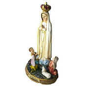 CB Our Lady of Fatima with Children Statue. Catholic 8" Statue portraying Virgin Mary Blessed Mother with 3 Small Children Praying