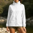 thumbnail image 2 of Dwellite Women Rain Jacket with Hood Lightweight Windbreaker Athletic Running Top Zip Up Outdoor Coat White L, 2 of 6