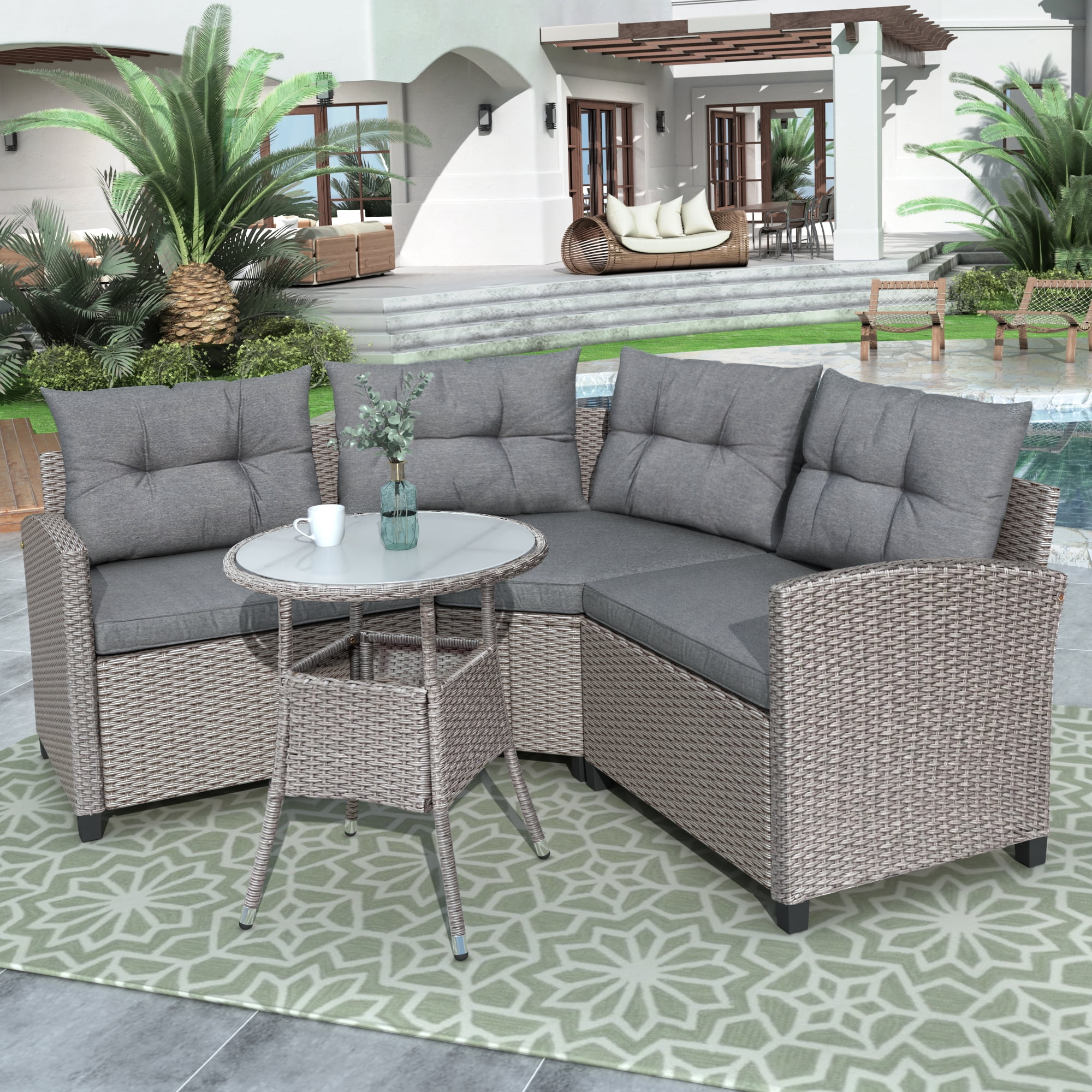 4 seater rattan bistro set