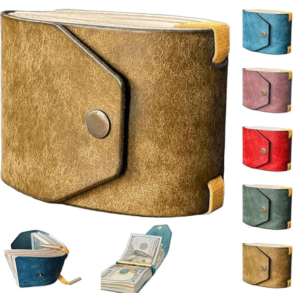 The Cash Wrap Wallet, Fast Cash Access Money Holder for Cash Leather Money Holder Handy Purse Bands Wallet Organizer (Gold)