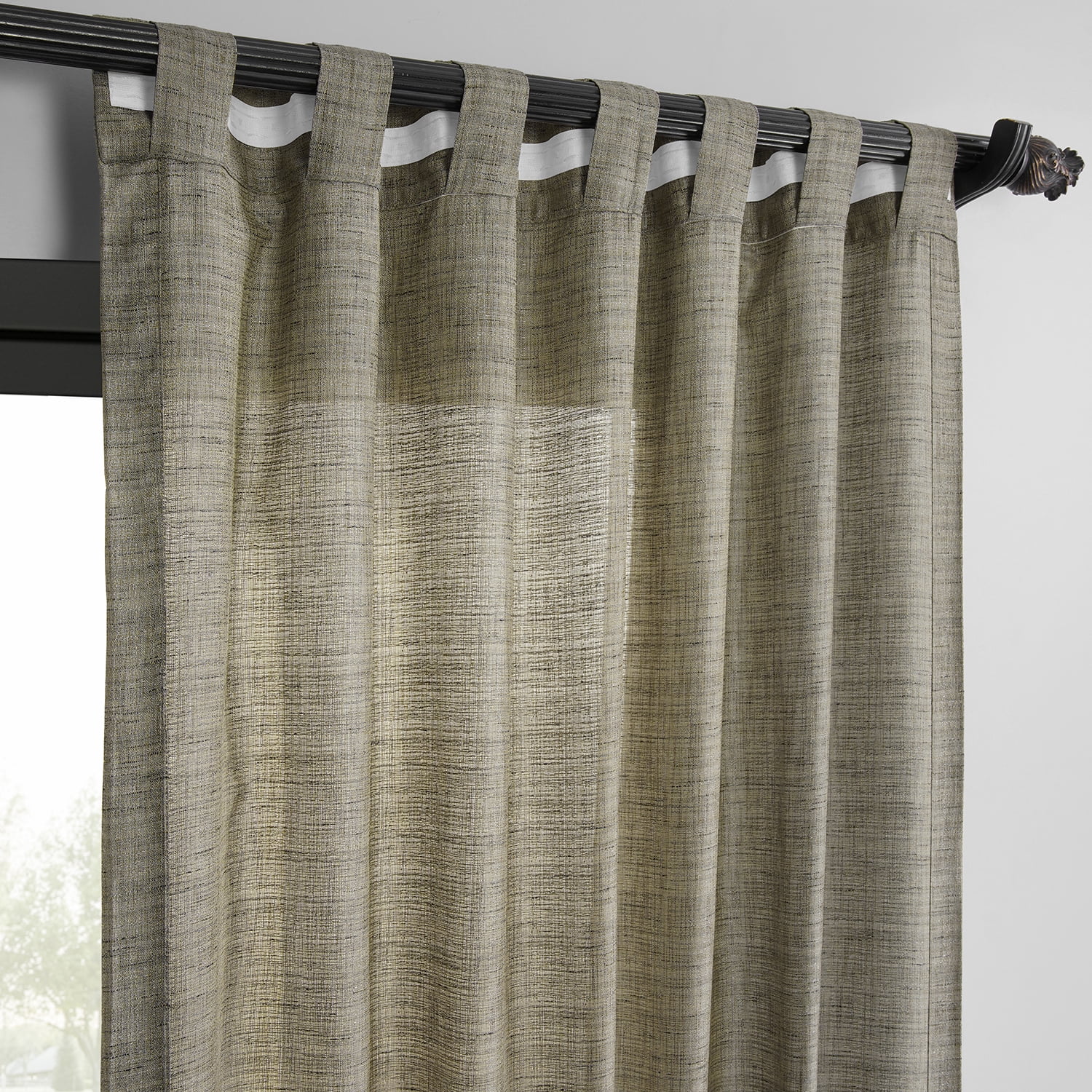 Half Price Drapes Grey Raw Linen Weave Light Filtering Curtains for Bedroom (2 Panel), 50W X 84L