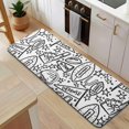 thumbnail image 5 of Black White Football Elements Pattern Kitchen Rug Mat,Kitchen Runner Rugs Non Skid Washable,Decorative Kitchen Floor Mats for Kitchen,Sink,Laundry,17"x47.2", 5 of 7
