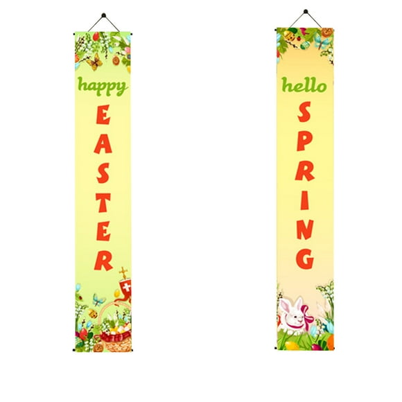 Under 10 Desktop Ornament Easter Porch Sign, Happy Easter Banner Indoor Outdoor Wall Hanging Flag Banners
