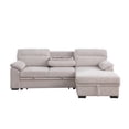thumbnail image 2 of Benjara Geni Sleeper Sectional Sofa with Right Chaise, Beige, USB C Port, 2 of 6