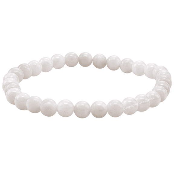 White Moonstone Crystal Bracelet - 6mm Beaded Bracelet and Healing Stones