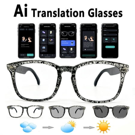 AI Smart Glasses for Men Women, Bluetooth Audio Glasses with Open Ear Design, Wireless Headphones, Hands-Free Calling, Voice Assistant Support, IP67 Waterproof, 6H Playtime for Working Relaxing