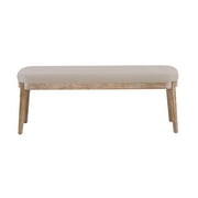 Eleanor Mid-century Upholstered Dining Bench, Entryway Bench with Solid Wood Frame, Beige