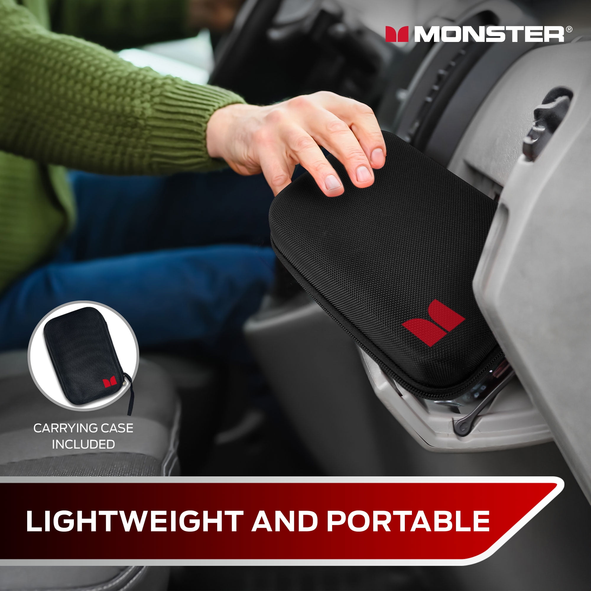 Monster 8000mAh Jump Starter Power Bank, 12V/600A, Sparkless Cables, Safety Protection, 100 Lumen Flashlight, 2 USB-A & USB-C