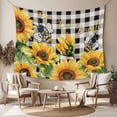 thumbnail image 2 of Sunflower Bee Tapestry for Bedroom Wall Hanging Tapestry, Black Buffalo Plaid Botanical Leaf Floral Ceiling Backdrop Tapestries Poster Blanket Wall Decor for Teens Room Living Room Dorm 59" x 90", 2 of 8