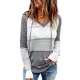 thumbnail image 1 of Suéter con capucha de punto a rayas de estilo europeo y americano para mujer, jersey holgado de manga larga de color para primavera y otoño, 1 of 5