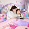 thumbnail image 5 of Manfei Axolotl Pattern 7-Piece Twin Bedding,Kawaii Amphibian Bedding Comforter Set,Pink Reversible, 5 of 7