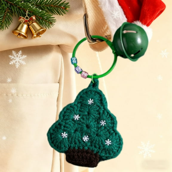 Christmas Yarn Crocheted Keychain,Cute Crochet Decor for Rear Views Mirror Hanging,Christmas Decoration Pendant Christmas Gift,2x5.5x4.7 Inches.