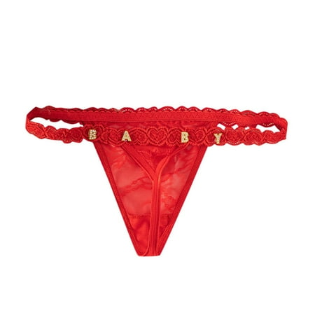 Pussycat Panties Sheer Lingerie for Women DIY Metal Rhinestone Letter Thong For Women s Sexy And Lace Underwear Custom