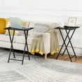 Folding TV Tray Table Set of 2, Black Metal Frame with Engineered Wood ...
