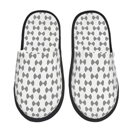 Balery Signal Icon Slient Indoor Furry Fleece Comfort House Shoes Soft Non-Slip Home Shoes Cotton slippers House Slippers-- Medium