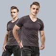 thumbnail image 2 of CONZONE Men's Gym T-Shirts Short Sleeve Mesh T Shirts for Men Casual V Neck Solid Color Lightweight Workout Tees Soft Cozy Athletic Tops, 2 of 6