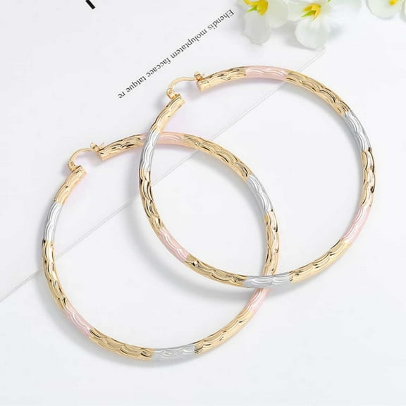 JoeytheJewelryNY 18k Layered real gold filled Round hoop earrings tri colors #24