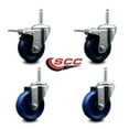 thumbnail image 2 of 4 Inch Solid Poly Swivel 3/4 Inch Threaded Stem Caster Set 2 Total Lock Brakes, 2 of 2