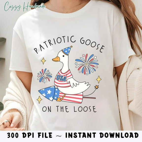 USA Patriotic T-Shirt American Flag 4th of July Goose Patriotic Independence Day Shirt