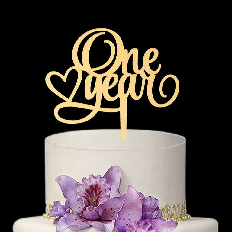 Top Cake Happy Birthday Cake Topper, 1 Mirrored Birthday Cake Decoration - with Swirls, Durable, Gold Acrylic Birthday Topper for Cakes - Restaurantwa