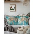 thumbnail image 2 of Outdoor Pillows Waterproof, Coastal Beach Tree Throw Pillows with Inserts Included, Vintage Teal Brown Tropical Palm Tree Indoor Outdoor Decorative Lumbar Pillow for Bed/Couch/Patio 18"x18", 2Pcs, 2 of 8