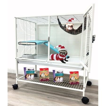 Mcage Extra Large 2-Story Deluxe Metal Ferret Small Animal Cage with Hammock, Water Bottle & Food Bowl