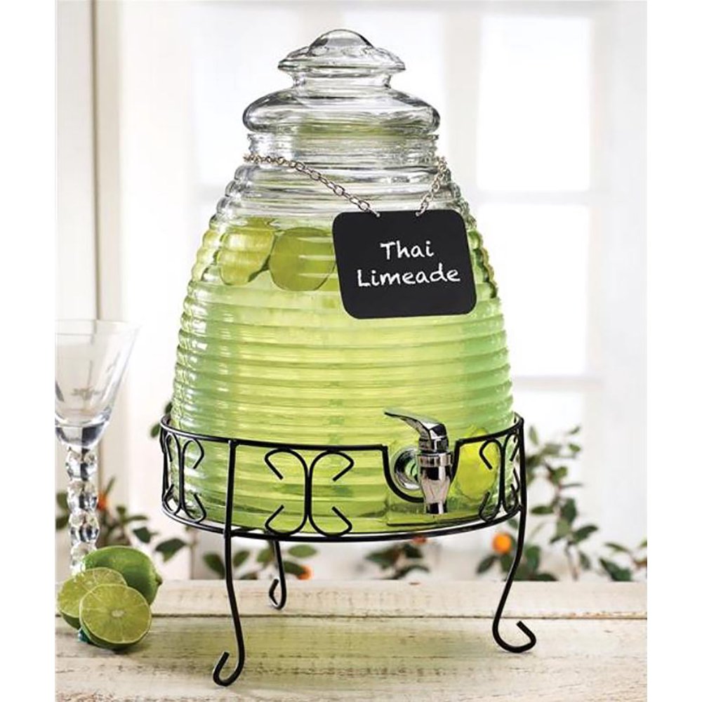 Circleware Beehive Beverage Dispenser with Chalkboard Necklace and