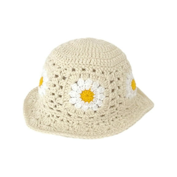 Ysmooiuy Crochet Bucket Hat for Woman Teenagers Outdoor Foldable Commute Fisherman Hat Spring Anti-Uv Hat