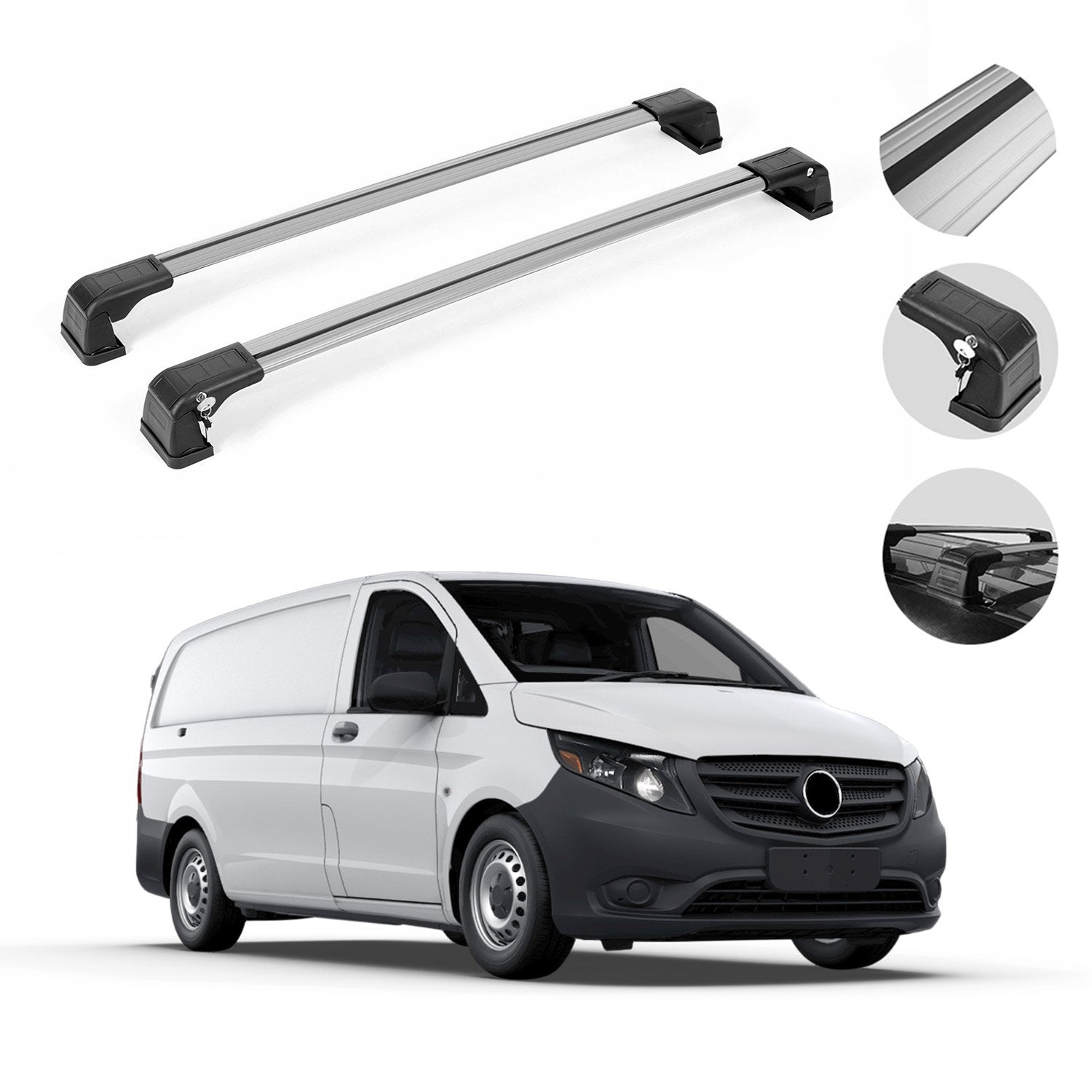Roof Rack Cross Bars Luggage Carrier Silver for Mercedes Metris 2016