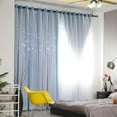 thumbnail image 3 of Raindrops Blue Star Shaped Holes Patterned Blackout Curtains 1Pack Double Layer Natural Light Flow, 3 of 8