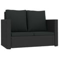 thumbnail image 3 of vidaXL 2 Piece Garden Lounge Set with Cushions Poly Rattan Black, 3 of 5