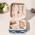 thumbnail image 5 of PhooArto Small Jewellery Box, Dolphin Blue Wave Pattern Portable Travel Mini Jewelry Case for Women Leather Ring Organizer, 5 of 5