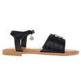 thumbnail image 6 of bebe Girl's Open Toe Comfy Flat Sandals Embossed with Medallion Hardware Detail - Flat Sandals for Toddler/Little Kid/Big Kid,Black, 11, 6 of 8