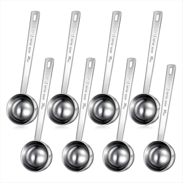 8 Cucharas Medidoras de 2 Cucharadas con , de Acero Inoxidable de 30 Ml, para Café, Leche, Fruta en Polvo y Tarro de .