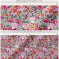 thumbnail image 2 of Soimoi Purple Cotton Cambric Fabric Leaves & Pink Floral Watercolor Decor Fabric Printed BTY 56 Inch Wide, 2 of 7