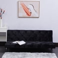 thumbnail image 4 of Pouseayar Futon Sofa Bed, 66" Sleeper Sofa, Loveseat, Velvet Couches for Living Room, Bedroom, Black, 4 of 7