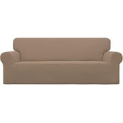 Easy-Going Stretch Sofa Slipcover 1-Piece Couch Sofa Cover Furniture Protector Soft with Elastic Bottom for Kids, Spandex Jacquard Fabric Small Checks(Sofa,Camel)