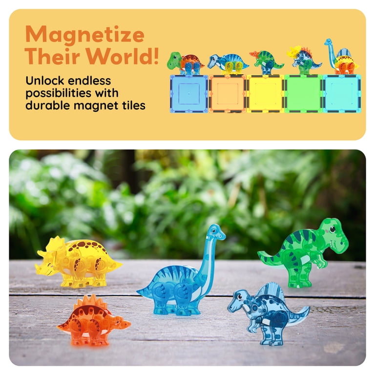 PICASSO TILES Dinosaur Magnetic Tiles Accessory Set, 5 pc, STEM