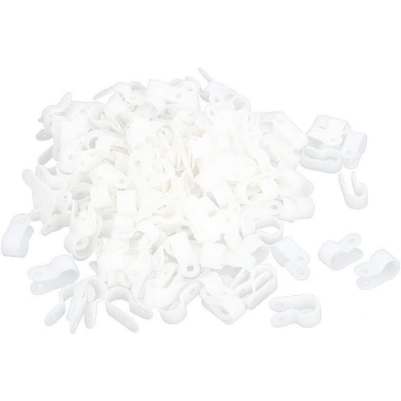 Nylon R Type Wire Clip Cable Clamp 10mm Dia 0ff-White 200pcs(Nylon R Tipo Cable Clip Abrazadera 10mm Dia 0ff-White 200pcs